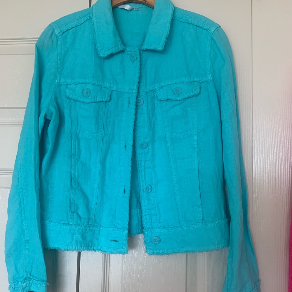 Turquoise women’s linen jacket lightweight extra small